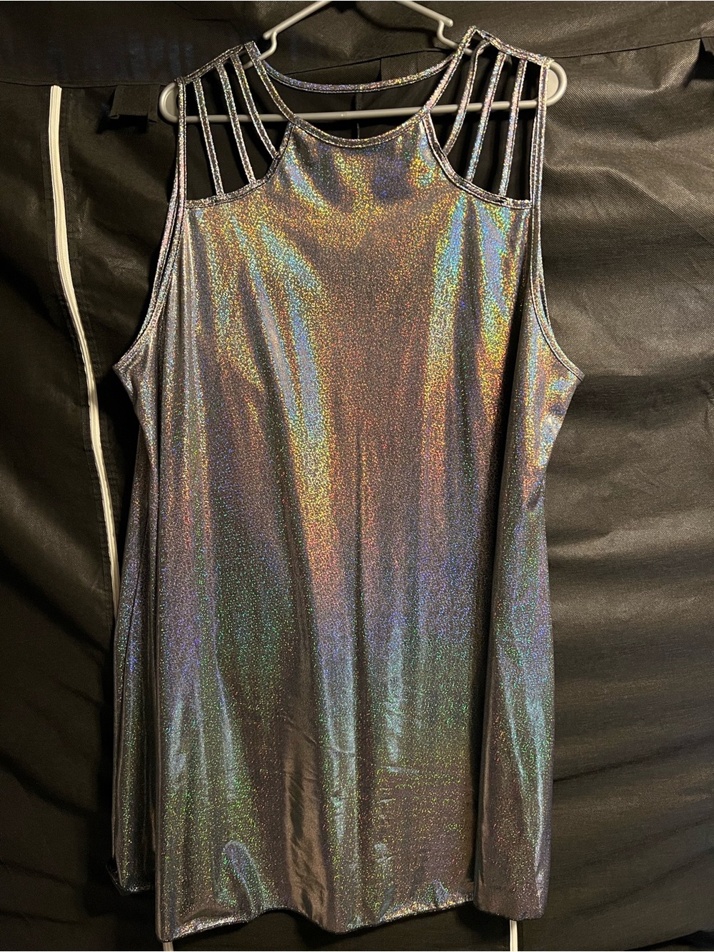 Holographic Metallic Strappy-Shoulder Women's Dress m